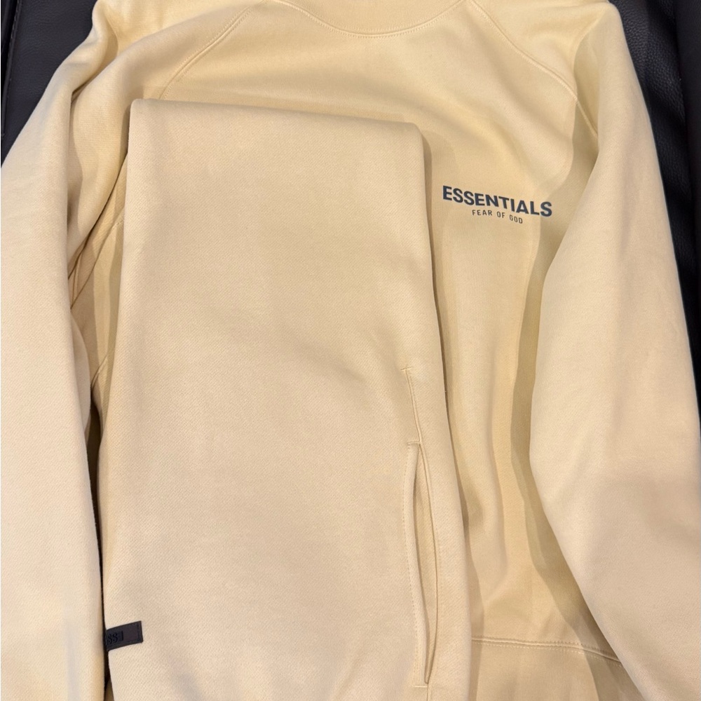 Fear of God Essentials Light Yellow Crewneck Sweater and Sweatpants Set